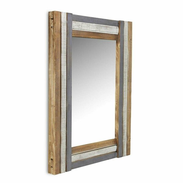 Homeroots Rectangular Multicolored Wood Framed Mirror 379824
